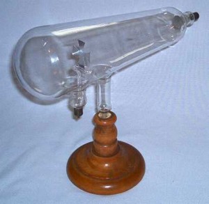 A Crookes Tube (aka, a cathode ray tube)