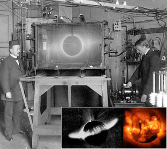 Birkeland's terrella experiment with sunspot insets